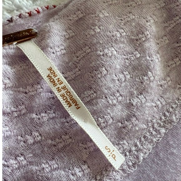 FREE PEOPLE Lavender Purple Floral Embroidered Bohemian Top Blouse Size Small - Picture 9 of 12